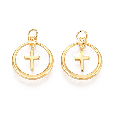 925 Sterling Silver Ring with Cross Pendants STER-N016-103G-1