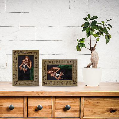 Natural Wood 2nd Anniversary Photo Frames AJEW-WH0292-033-1