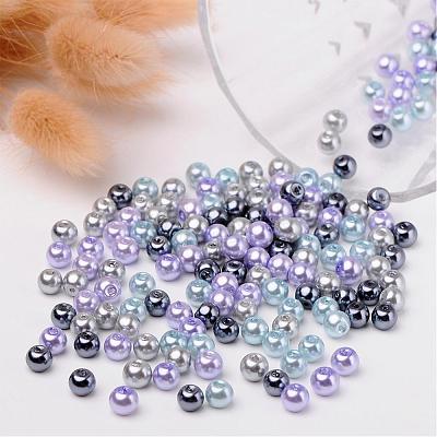 Silver-Grey Mix Pearlized Glass Pearl Beads HY-X006-6mm-13-1