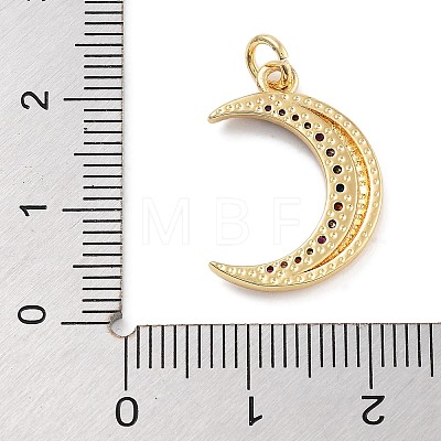 Moon Theme Rack Plating Brass Micro Pave Cubic Zirconia Pendants KK-Z071-52G-06-1