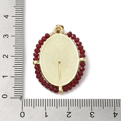 Brass Pave Shell Pendants KK-I708-01D-G-1