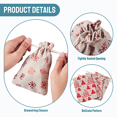20Pcs 4 Styles Christmas Theme Cotton Fabric Cloth Bags ABAG-TA0002-04B-1