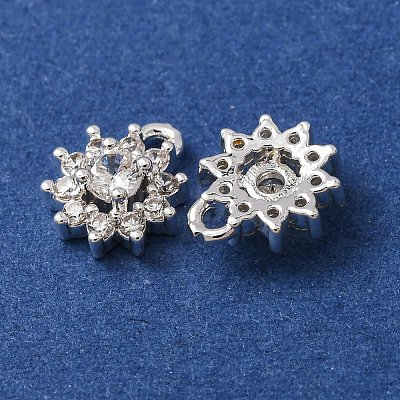 Brass Micro Pave Clear Cubic Zirconia Charms CU-CBAEC99-24S-1