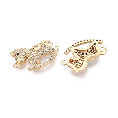 Brass Micro Pave Clear and Black Cubic Zirconia Connector Charms KK-N288-14G-1