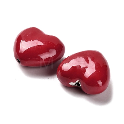 Heart Brass Enamel Beads KK-M324-08A-G02-1