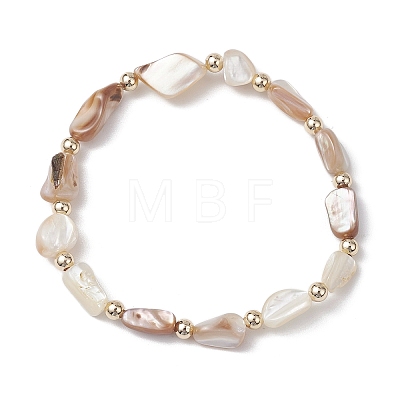 Natural Seashell Beaded Stretch Bracelets for Women BJEW-JB10932-1