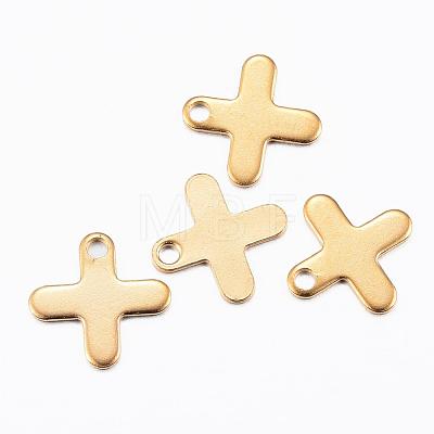 Ion Plating(IP) 304 Stainless Steel Tiny Cross Charms STAS-H392-02G-1