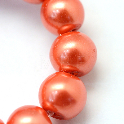 Baking Painted Pearlized Glass Pearl Round Bead Strands X-HY-Q330-8mm-38-1