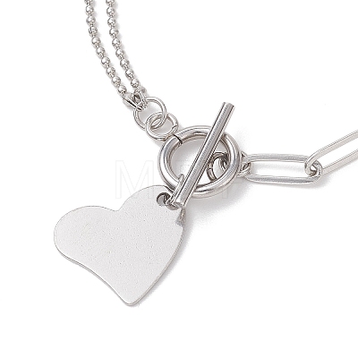 Heart 304 Stainless Steel Charm Bracelets BJEW-JB13110-1