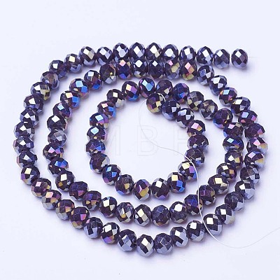 Electroplate Glass Beads Strands EGLA-A034-P4mm-B08-1