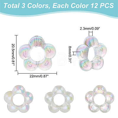 36Pcs 3 Colors Luminous Acrylic Bead Frame LACR-AR0001-01-1