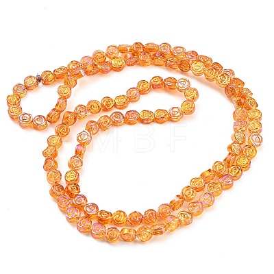 Full Rainbow Plated Electroplate Transparent Glass Beads Strands EGLA-G037-01A-FR03-1