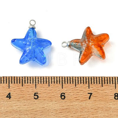 Gradient Color Baking Paint Transparent Glass Pendants PALLOY-JF05408-1