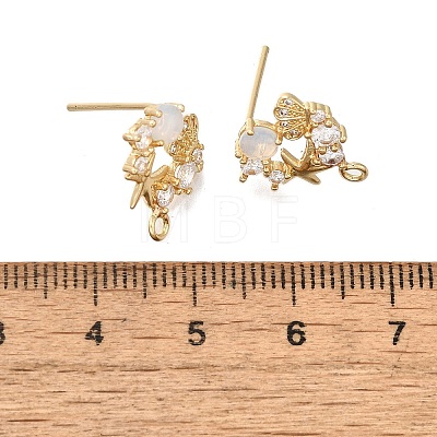 Brass with Cubic Zirconia Stud Earrings Finding KK-Q048-20G-1