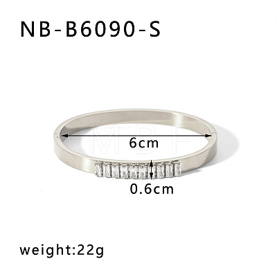 304 Stainless Steel Pave Cubic Zirconia Bangles FS-WG09E60-38-1