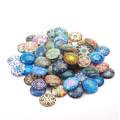 Printed Picture Glass Cabochons GGLA-YW0001-01A-1