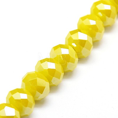 Electroplate Opaque Solid Color Crystal Glass Rondelle Beads Strands EGLA-F047A-14AB-1