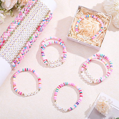 32Pcs Handmade Polymer Clay & Acrylic Bead Bracelets BJEW-PH02014-1