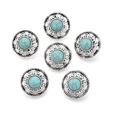 Zinc Metal Alloy & Natural Turquoise Buttons LS-BUTT-WH0057-001C-AS-1