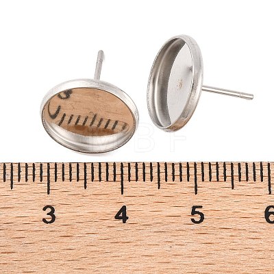 Tarnish Resistant 304 Stainless Steel Flat Round Stud Earring Settings X-STAS-I017-01-1