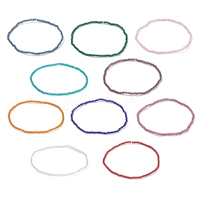 10Pcs 10 Color Bling Glass Beaded Stretch Bracelets Set for Women BJEW-JB08974-1