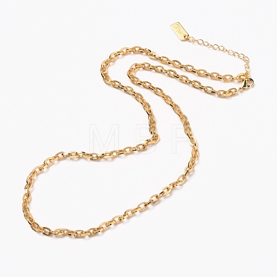 Brass Cable Chain Necklaces NJEW-H206-12G-1