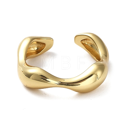 Rack Plating Brass Twist Wave Open Cuff Rings for Women RJEW-Q777-08G-1