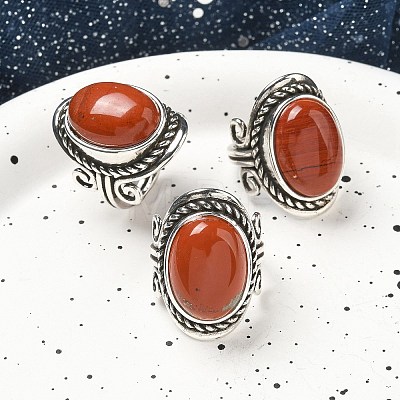 Natural Red Jasper Adjustable Rings RJEW-I108-01AS-18-1