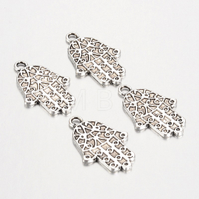 Hamsa Hand/Hand of Fatima/Hand of Miriam Alloy Pendants TIBEP-4969-AS-RS-1