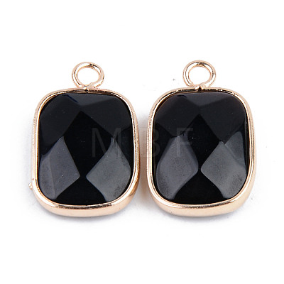 Faceted Natural Black Stone Pendants G-S359-179B-1