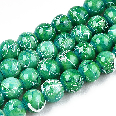 Drawbench Glass Round Beads GLAD-WH0001-01-04-1