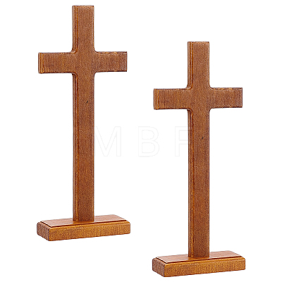 Easter Wood Cross Figurines Ornaments DJEW-WH0063-67C-1