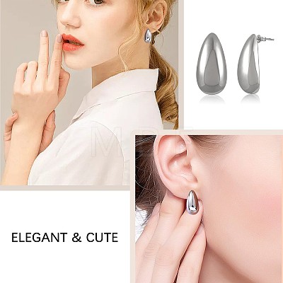 Brass Teardrop Stud Earrings for Women JE1090B-1
