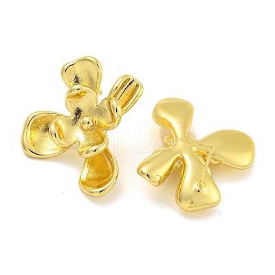 Rack Plating Flower Brass Stud Earrings EJEW-I313-09G-1