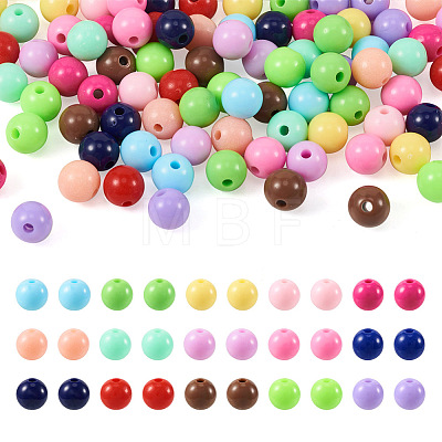 300Pcs 15 Colors Opaque Acrylic Beads SACR-TA0001-13-1