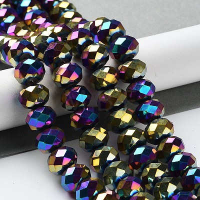 Electroplate Glass Beads Strands GR8X12MMY-M-1