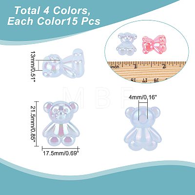 60Pcs 4 Colors Opaque Acrylic Beads MACR-CA0001-22-1