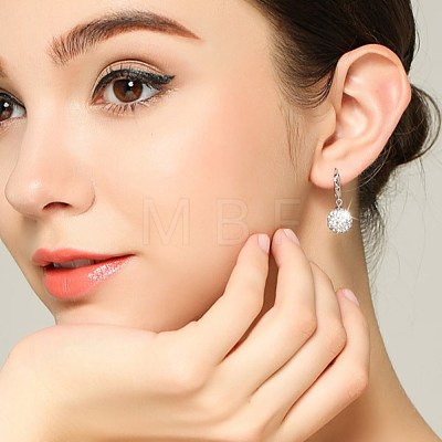 Crystal Rhinestone Ball Dangle Hoop Earrings for Girl Women EJEW-BB46443-A-1