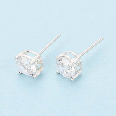 925 Sterling Silver & Clear Cubic Zirconia Stud Earrings STER-T008-70S-02-1