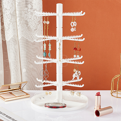 4 Tier Rotatable Plastic Earring Display Tree Stands ODIS-WH0038-41-1