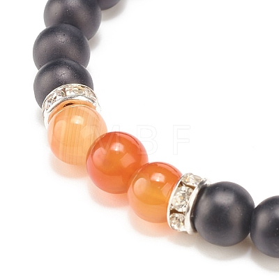 4Pcs 4 Style Natural Lava Rock & Mixed Stone Braided Bead Bracelets Set for Women BJEW-TA00115-1