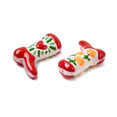 Boot Baking Paint Glass Enamel  Beads LAMP-C020-02-01-1