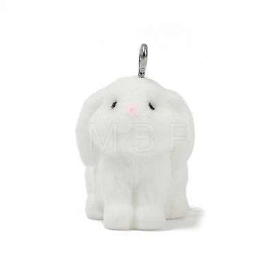 Animal Theme Flocky Opaque Resin Pendants RESI-H042-01P-07-1