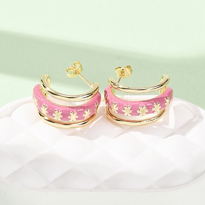 Rack Plating Brass Enamel Stud Earrings KK-CBAB1AF-38B-G-1