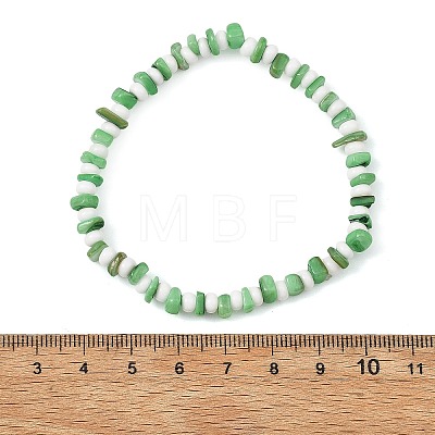 Dyed Natural Freshwater Shell & Glass Seed Beads Stretch Bracelets for Women BJEW-JB14129-1