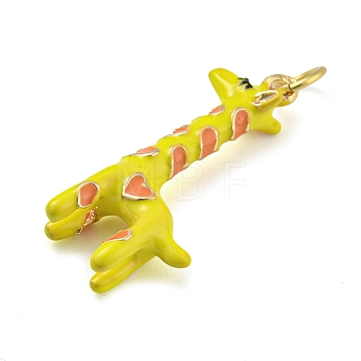 Giraffe Rack Plating Brass Enamel Pendants KK-Q804-15G-1