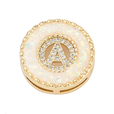 Brass Micro Pave Cubic Zirconia Slide Charms KK-I723-51G-02-1