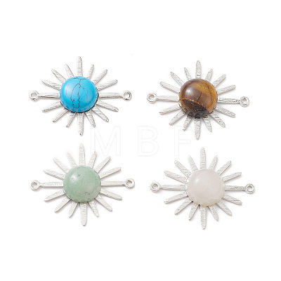 Mixed Gemstone Connector Charms PALLOY-JF02064-1
