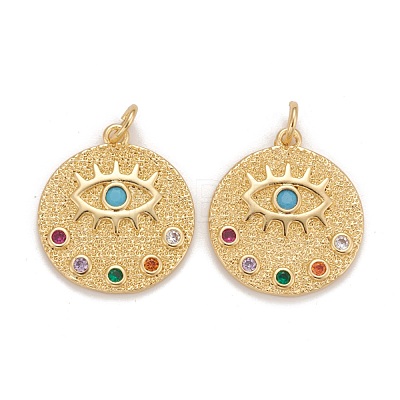 Brass Micro Pave Colorful Cubic Zirconia Pendants KK-Z023-10G-1