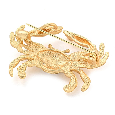 Golden Zinc Alloy with Rhinestone Brooches JEWB-B018-03G-04-1